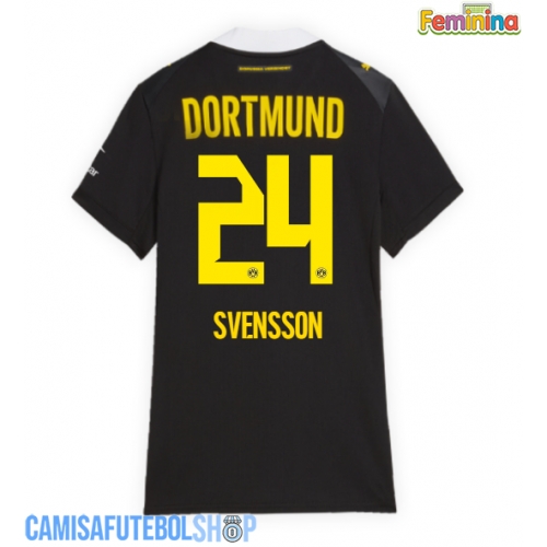 Camisa de time de futebol Borussia Dortmund Daniel Svensson #24 Replicas 2º Equipamento Feminina 2026-27 Manga Curta